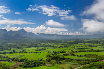 Obraz premium Sunrise with the mist Beautiful landscape for relaxing in thailand