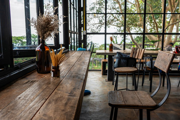  The atmosphere in the cafe is comfortable. ,Interior of cozy restaurant. Contemporary design in...