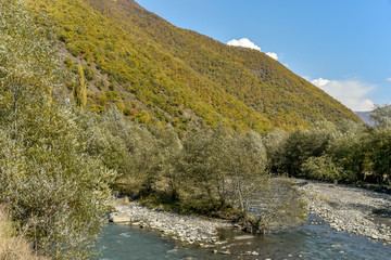 Road and nature view from Tbilisi to Kazbegi by private car , October 19, 2019, Kazbegi, Republic of Gerogia