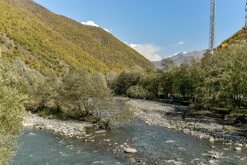 Road and nature view from Tbilisi to Kazbegi by private car , October 19, 2019, Kazbegi, Republic of Gerogia
