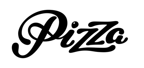 Pizza elegant hand written vector lettering isolated on white background - 300552180