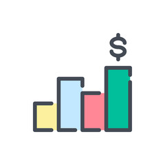 Money report color line icon. Financial statistics vector outline colorful sign.