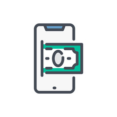 Mobile payment color line icon. Online wallet vector outline colorful sign.