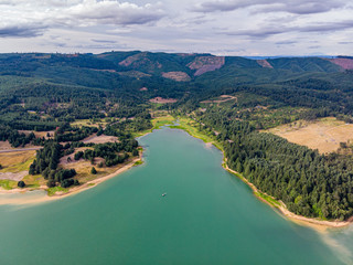 Aerial view at Henry Hagg Lake -  artificial lake in Washington County, northwest Oregon - a...