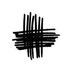 Hand drawn black ink brash stroke. Simple abstract element. Single, careless painted vector. Black, isolated on a white background.