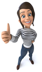 Fun 3D cartoon casual character woman