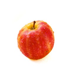 Apple  fresh organic fruit isolated white background, red, orange, yellow colorful apple with water drops skin in autumn season, fruits harvesting time concept