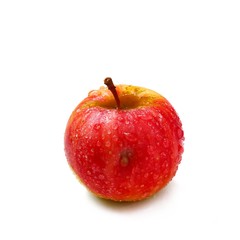 Apple  fresh organic fruit isolated white background, red, orange, yellow colorful apple with water drops skin in autumn season, fruits harvesting time concept