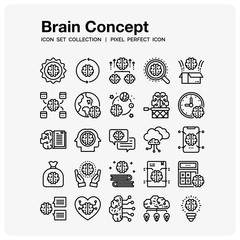 Brain idea Icons Set. UI Pixel Perfect Well-crafted Vector Thin Line Icons. The illustrations are a vector.