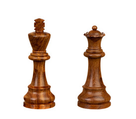 Wooden brown chess pieces