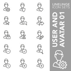 Thin line Icon set of User and Avatar 01. Linelinge are the best pictogram pack unique design for all dimensions and devices. Vector graphic, symbol, logo and website content.