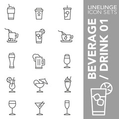 Thin line Icon set of Beverages and Drinks 01. Linelinge are the best pictogram pack unique design for all dimensions and devices. Vector graphic, symbol, logo and website content.