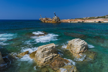 Old ship wreck near coast - Paphos Cyprus