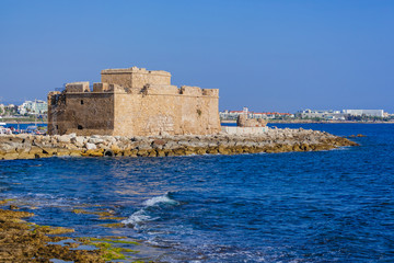Fototapeta na wymiar Old historical castle in Paphos Cyprus