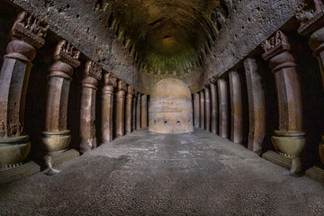 Kanheri caves city Mumbai state maharashtra in India. It is a ancient monuments and old temple...