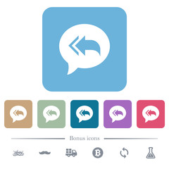 Reply to all recipients flat icons on color rounded square backgrounds