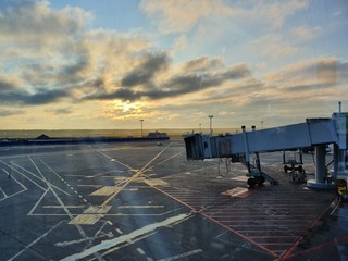 Sunset at airport apron/ramp
