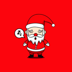 sleepy Santa Claus Design Vector Mascot Fly in Love. Santa Claus Character Christmas Icon Cartoon Il © reedonez