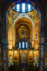 Fototapeta na wymiar Kiev, Ukraine The interior of the St Sophia Cathedral, a Unesco site from the 11th century.