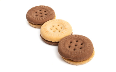 double cookie with chocolate isolated