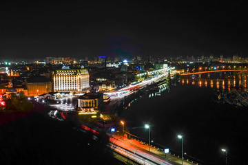Fototapeta na wymiar Kiev, Ukraine, Downtown and the Dnieper River.