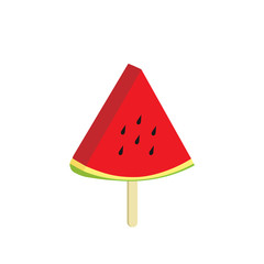 Tasty watermelon slice on stick. Summer colorful illustration