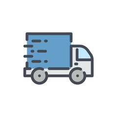 Delivery truck color line icon. Fast shipping van vector outline colorful sign.
