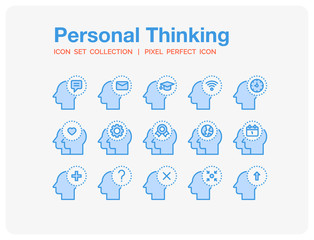 Personal Thinking Icons Set. UI Pixel Perfect Well-crafted Vector Thin Line Icons. The illustrations are a vector.
