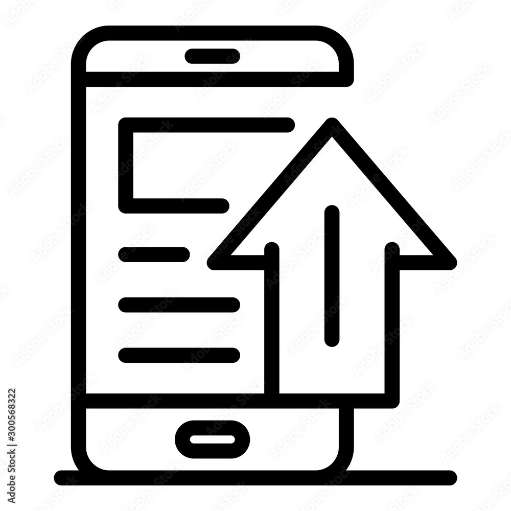 Poster smartphone upload icon. outline smartphone upload vector icon for web design isolated on white backg