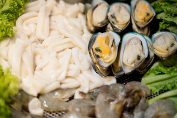 Seafood ingredients for traditional make Thai omelet