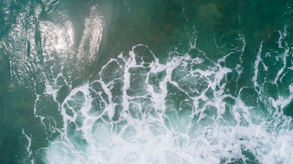 Drone aerial view of sea wave surface