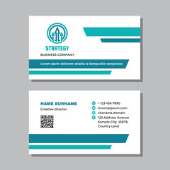 Business visit card template with logo - concept design. Progress sign. Arrows growth market exchange brand. Vector illustration. 