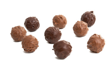 chocolate truffles isolated