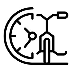 Time of bike rent icon. Outline time of bike rent vector icon for web design isolated on white background
