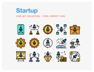 Fototapeta premium Startup Icons Set. UI Pixel Perfect Well-crafted Vector Thin Line Icons. The illustrations are a vector.