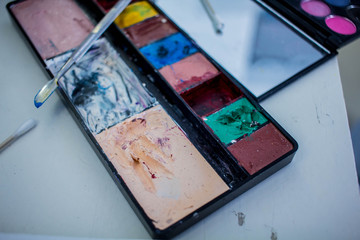 palette of paints for applying makeup. paint for makeup. color palette for make-up