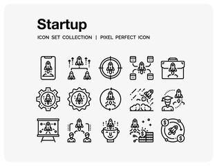 Startup Icons Set. UI Pixel Perfect Well-crafted Vector Thin Line Icons. The illustrations are a vector.