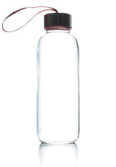 clear crystal bottle on a white background