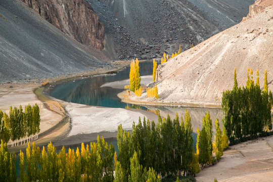 Phandar valley during autumn season in the northern area of the Pakistan