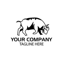 Raging Buffalo logo, Buffalo icon. flat design. Vector Illustration on white background	