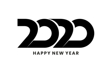 Obraz premium 2020 logo design with Happy New Year text. Isolated on white background. Brochure design template, card, calendar, diary, and banner. Stock vector illustration for your design. 