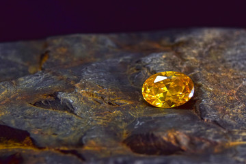 Yellow sapphire isolated on white