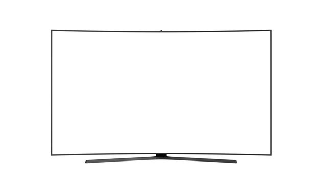curved empty screen fuhd tv 3d render on white no shadow