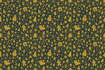 Christmas pattern with decorations. Xmas seamless texture. Vector