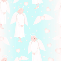 seamless pattern for baby clothes with cute angel	
