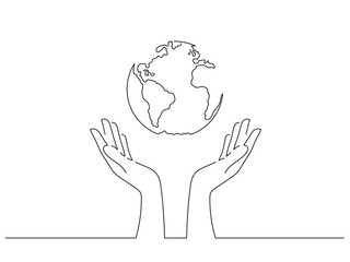 Save the world concept isolated line drawing, vector illustration design. Climate change collection.