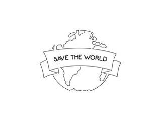 Save the world concept isolated line drawing, vector illustration design. Climate change collection.