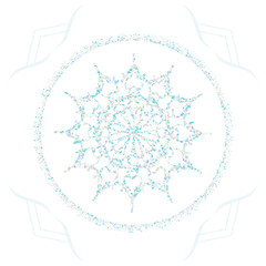 Retro simple christmas card with blue snowflakes on a white background.