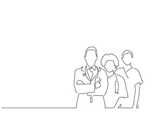 Medical team isolated line drawing, vector illustration design. Medicine collection.