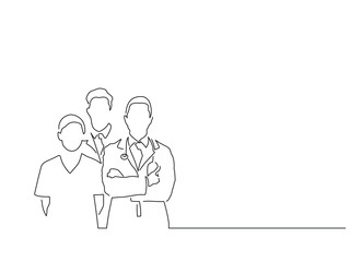 Medical team isolated line drawing, vector illustration design. Medicine collection.